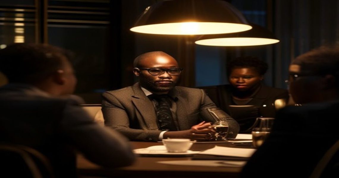 HR manager and employees in consultation meeting drafting an employment equity plan for a growing South African company