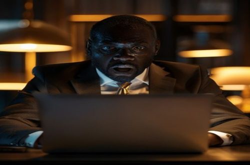 Concerned employer at a laptop discovering a salary spreadsheet was emailed to all staff in a data breach